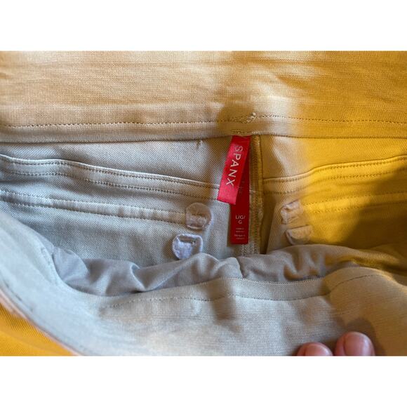 Spanx Stretch Twill High Rise Wide Leg Crop Pant Beige Women's Large - Picture 2 of 6